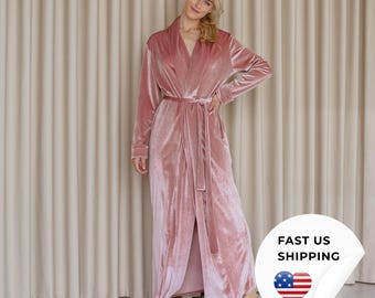floor length dressing gown womens Long Velvet Bridal Robe for Bridesmaid and Bridal Party, Floor Length  Wedding Morning Dressing Gown
