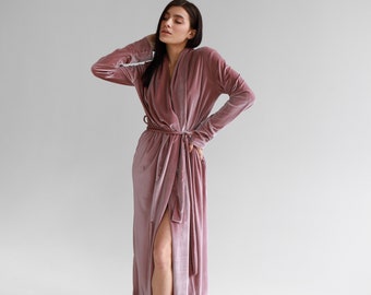 Samt Lange Robe, Braut Robe, Brautjungfern Roben, Damen Samt Robe, lange Velour Robe.