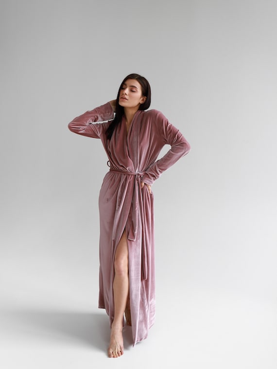 Velvet Long Robe, Bride Robe, Bridesmaids Robes, Womens Velvet Robe, Long  Velour Robe. 