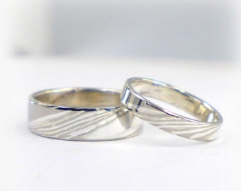 Mokume Gane Wedding Rings Palladium and Silver