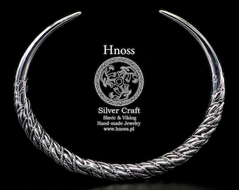 Braided and Hammered Needle Viking & Slavic Lunula Bracelet