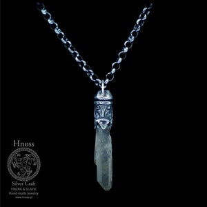 Necklase Set of BIG Silver Svantevit Pendant with Mountain Crystal & Chain (2)