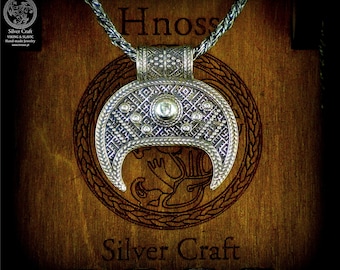 Silver Lunula Necklaces with Slavic Ornaments