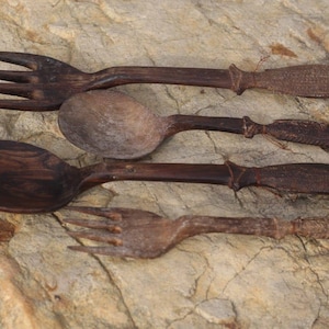 4 Antique African wooden spoon.Wooden spoon. Boho utensils. Kitchen spoon