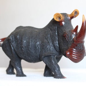 Unique Rhino wooden sculpture. Decorative sculpture. Interior home decor ideas. Life like sculpture African animal sculpture