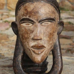 Handcrafted Bakongo Mask: Congo Tribal Wooden Wall Decor