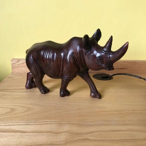 Handcarved wooden Rhino. Made from Iron wood. For home decoration