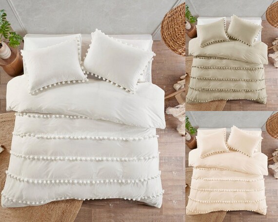 5 pieces Set Cotton Pom-Pom Duvet Cover Boho Bedding 100% | Etsy