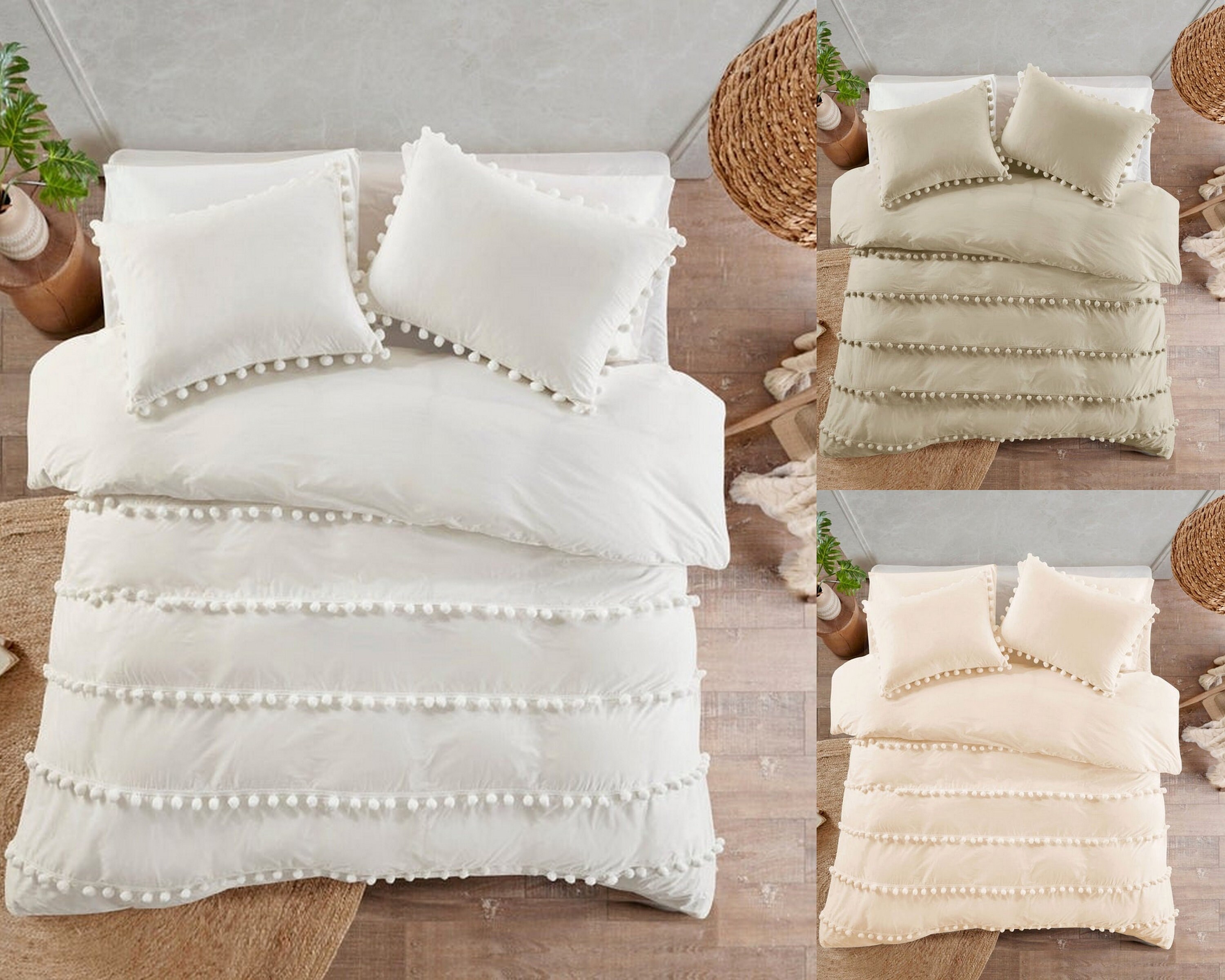 5 pieces Set Cotton PomPom Duvet Cover Boho Bedding 100 Etsy