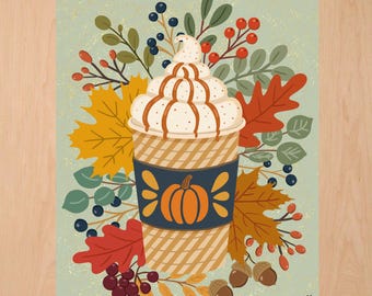 120 Pc Lasercut Puzzle: Pumpkin Coffee Season