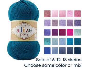 Alize Diva Acrylic Yarn, Silky Crochet Knitting Yarn
