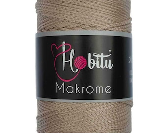 2mm Polyester Macrame Cord, Bag Yarn, Crochet Supplies (100gr/140mt)