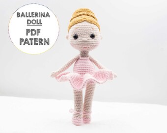 Crochet doll pattern, amigurumi doll PDF pattern, Sarah the Ballerina Doll pattern