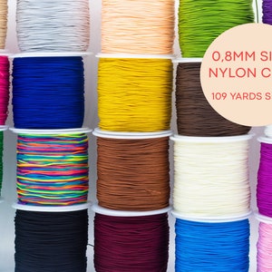 0.8mm Paracord Parachute cord, Nylon Cord, Macrame Beading, Bracelet Making | 45mt | Jewelry String