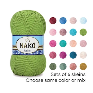 NAKO saten 100% acrylic yarn ideal for various accessories and home textile projects, DK yarn, soft crochet yarn