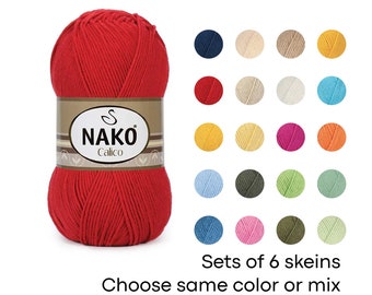 NAKO Calico Cotton Acrylic Yarn, DK Crochet Knitting Yarn