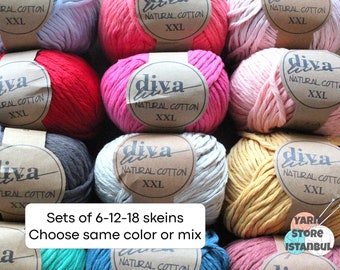 Diva XXL Baumwolle recycelt, 100g Knäuel, Stricken, Häkeln, Makramee