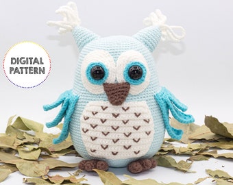 Crochet Blue Owl Amigurumi Pattern (PDF Pattern)