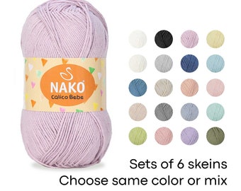Nako Calico Baby Yarn, Cotton Acrylic Blend, Knitting Crochet, 6 Skeins