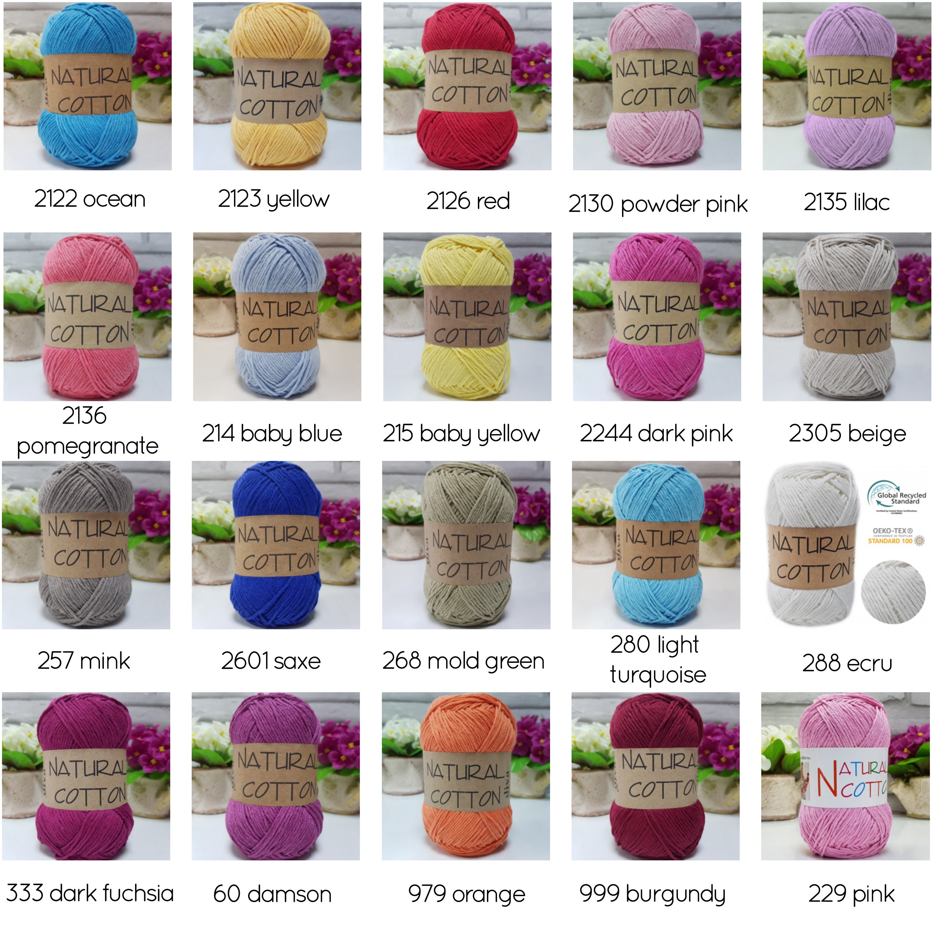 Diva Natural Cotton Yarn, 100% Recycled Cotton Yarn, Diva Yarn, Cotton  Yarn, Crochet Yarn for Baby, Amigurumi Yarn, 200m 218yd 100g 3.53 Oz 