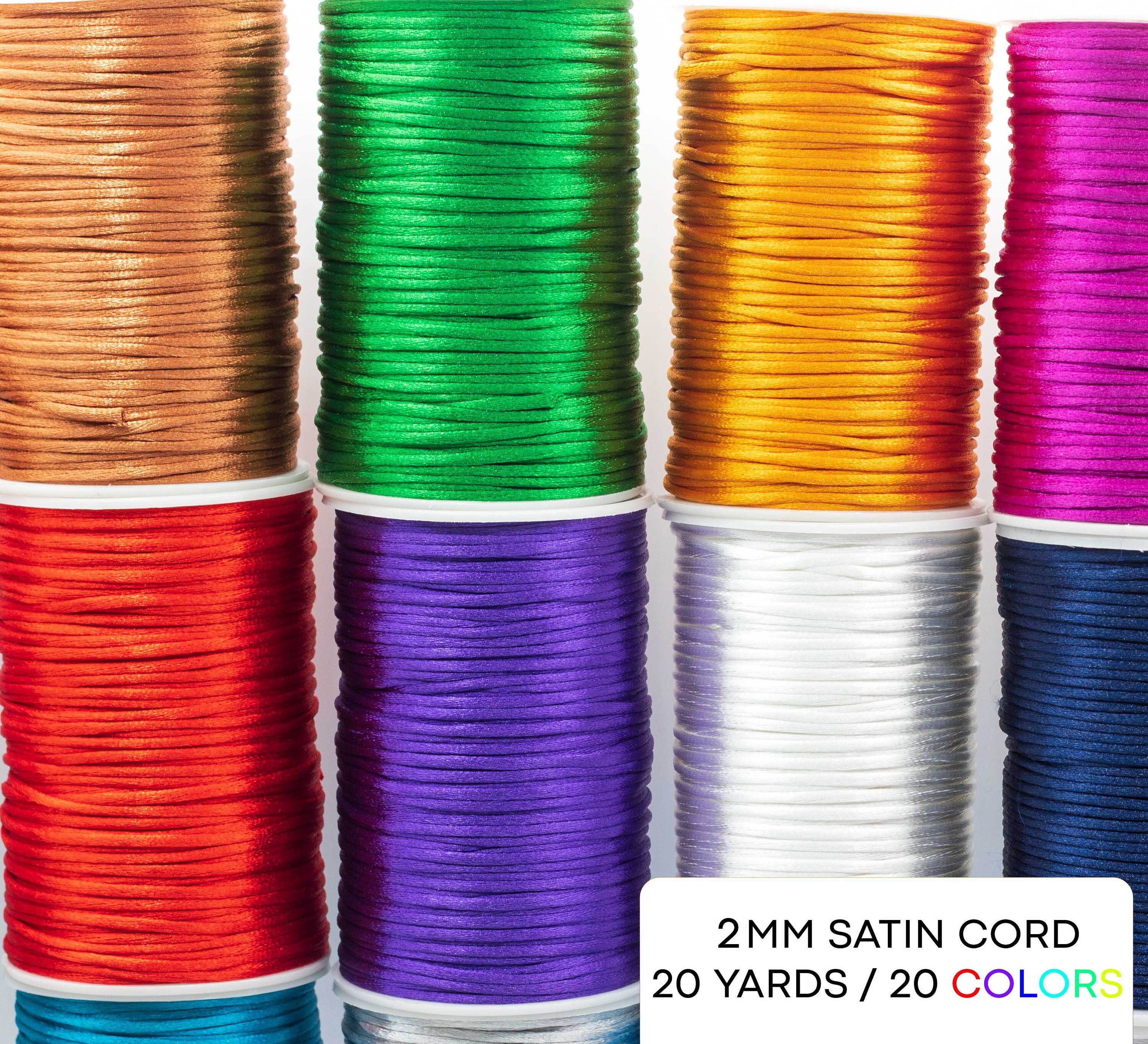 10 Colors 2.5mm Satin Nylon Trim Cord Rattail Silk Cord 109 Yards Nylon  String Satin Craft Knotting Cord for Friendship Bracelet Necklace Chinese