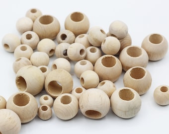 Natural round wood beads, 10/12/14/17/20/26mm round wooden beads, macrame beads, unfinished wood beads