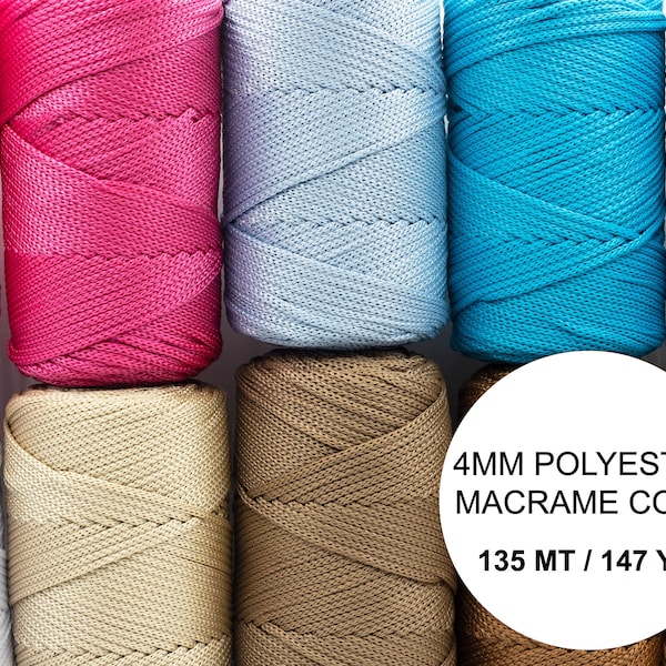 4 mm Polyester-Makramee-Kordel, Taschenseil, 135 Meter (147 yd), Polyestergarn, Makramee-Seil