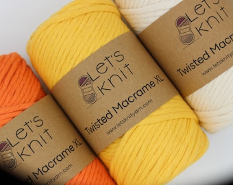 4mm Macrame Cord, Single Strand Cord 250g 82yd Soft Bulky Yarn, Cotton Rope