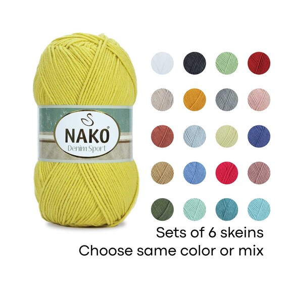 NAKO Denim Sport Yarn, Cotton Acrylic Blend, Knitting Crochet Yarn