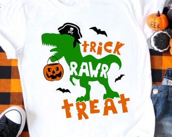 Trick Rawr Treat Dinosaur SVG - Halloween T-Shirt Design (Digital Download)