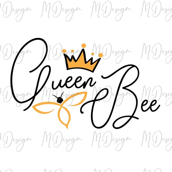 Queen Bee SVG Cut File for Cricut, Silhouette - For Customizing Summer T Shirts, Mugs, Totes - Instant Digital Download Bee SVG Clipart