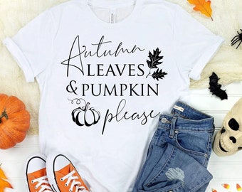 Autumn Leaves Pumpkin SVG, Fall T-Shirt Design (Digital Download)