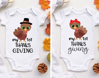 My 1st Thanksgiving SVG Turkey Design for Baby Boy or Baby Girl - Cute Thanksgiving SVG for Cricut, Silhouette - DIY Iron On