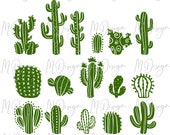 Green Cactus Clipart Bundle SVG Cutting File for Cricut,Silhouette Cameo - Cactus Clipart Outline for Customizing T Shirts, Mugs, Tumblers