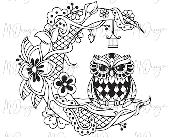 Download Owl On The Moon Svg Etsy