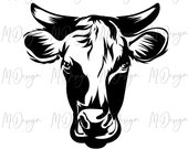 Cow Head SVG Cut File for Cricut, Silhouette Cameo, Vinyl Cutting Home DIY Projects - Great for Country Farm Life Wood Sign Stencil Making