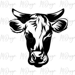 Download Cow Head Svg Cut File For Cricut Silhouette Cameo Vinyl Etsy