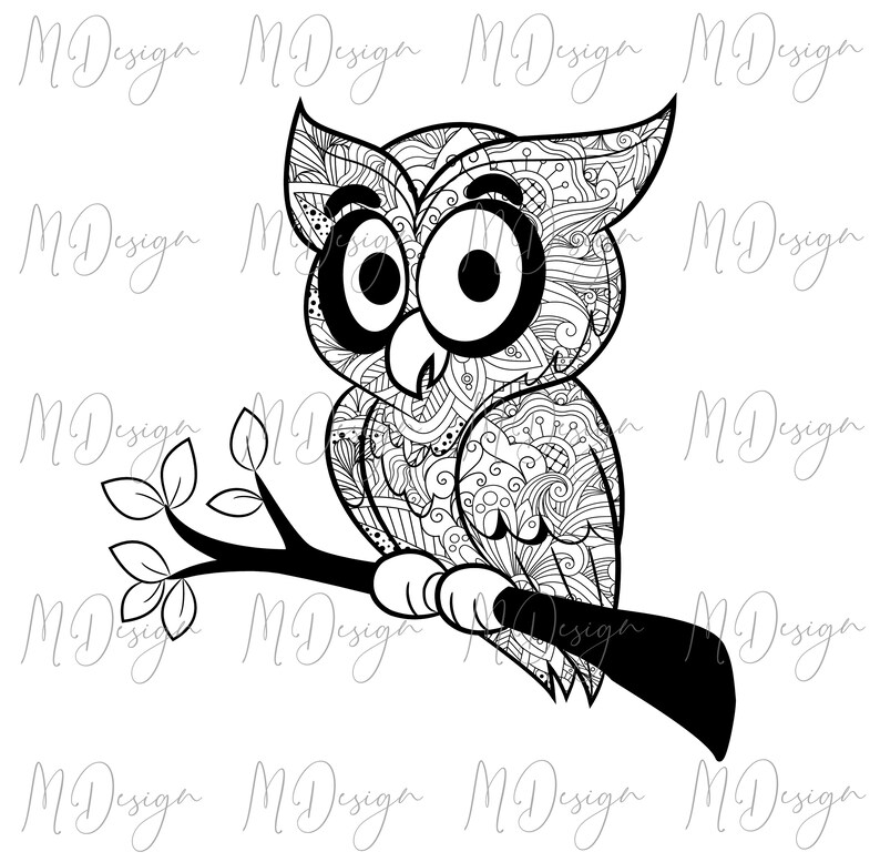 Download Cute Owl on Branch Mandala SVG Cutting File for Cricut | Etsy