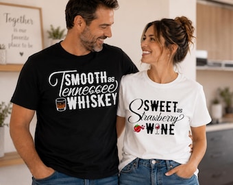Tennessee Whiskey Strawberry Wine SVG Couples T-Shirt Design Digital Download Cut File