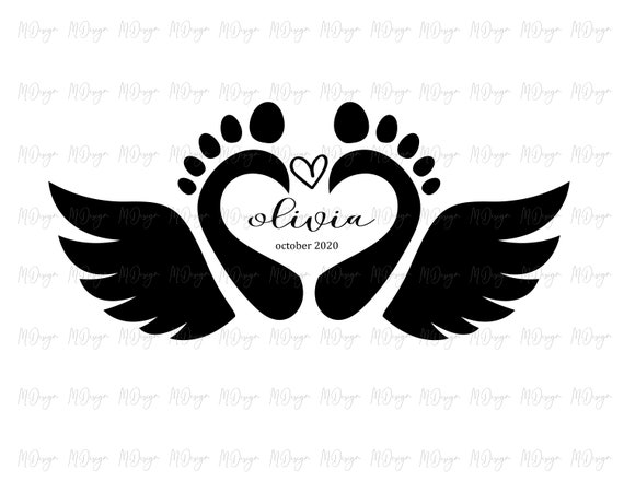 Empreinte De Bebe Avec Des Ailes Dange Fausse Couche Svg Etsy Canada