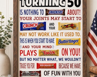 Funny 50th Birthday Candy Poster – Gag Gift for Men & Women (PDF)