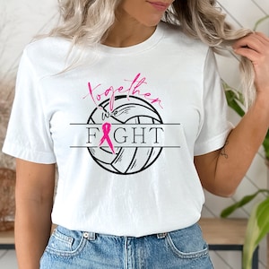 Cáncer de mama SVG - Diseño de camiseta de lucha contra el cáncer de voleibol para el mes de concientización sobre el cáncer - Diseño de sudadera con capucha con cinta rosa - Sport Fan Fighter Strong