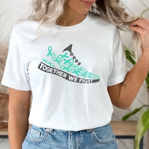 Hardloopschoen eierstokkanker SVG Samen vechten we tegen T Shirt Design - Cut-bestanden voor Cricut, silhouet, vinyl, opstrijkbare print