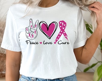 Breast Cancer SVG Peace Love Cure Pink Ribbon Survivor Shirt