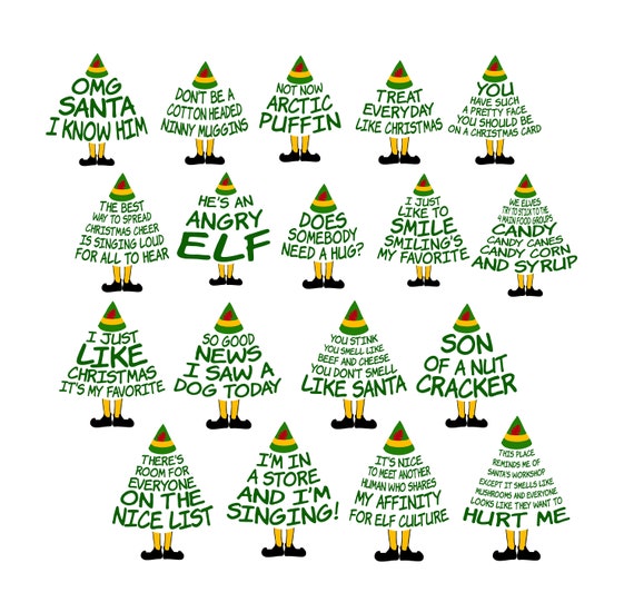 Elf Quotes Bundle SVG Christmas Tree Shaped Sayings From Elf - Etsy Canada