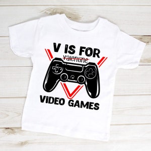 Jungen Valentinstag SVG - V ist für Videospiele niedlich und lustig Design für Jungen T-Shirt zum Valentinstag