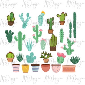 Kaktus Töpfe Bundle SVG Schnittdatei für Cricut, Silhouette Cameo - Kaktus PNG Clipart zum Personalisieren von Bekleidung - Digitaler Download DIY