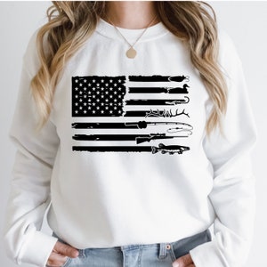 Fishing and Hunting SVG American Flag Fish and Hunt Design with Fishing Pole, Hunting Riffle - Vector Cutting File for Cricut, Silhouette