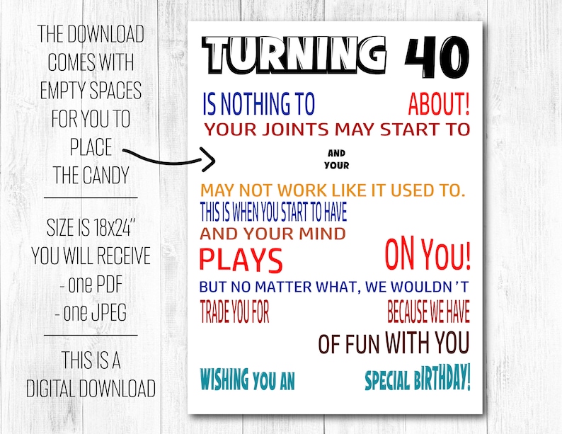 Funny 50th Birthday Candy Poster – Gag Gift for Men & Women (PDF) image 3