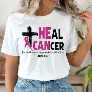 Guarisci il cancro SVG - File di taglio per il design della maglietta SVG per il mese della consapevolezza sul cancro al seno per Cricut, Silhouette - Regalo di maglietta religiosa per spiritualità